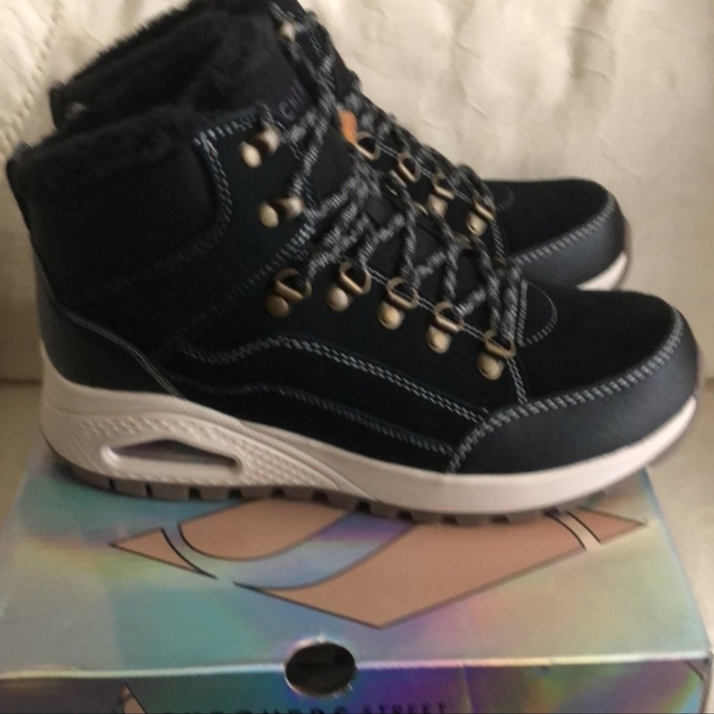 Skechers Black and White Winter Boots